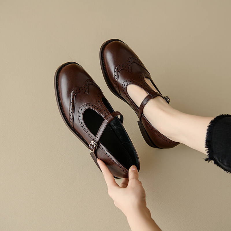 Women'S Shoes Large - 여성용 스플릿 가죽 신발, 라운드 토