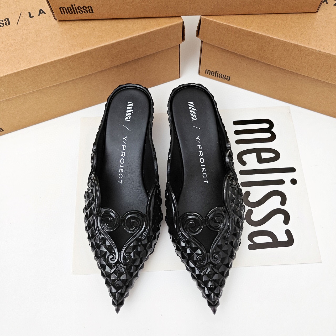 Court Heel Pointed - 미니 멜리사 코트 지적 발가락 플랫