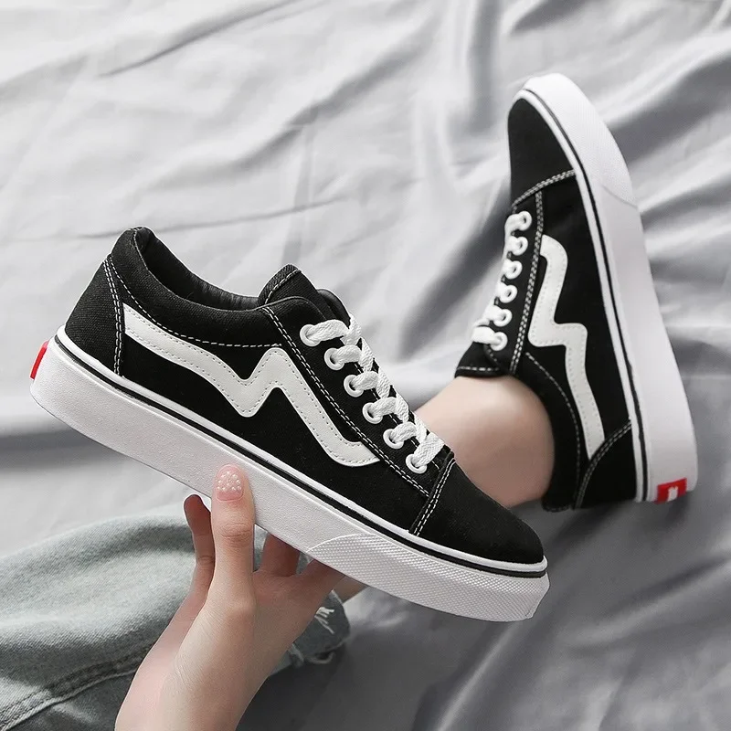 Women Shoes Vans - 여성용 야외 통기성 스케이트보드 캔버스 워킹