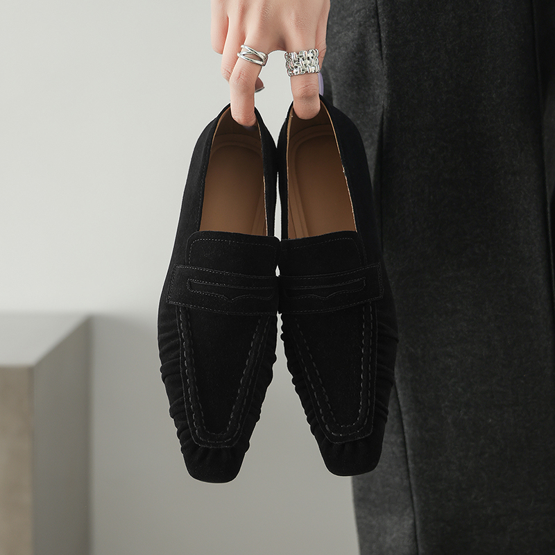 봄 정품 가죽 여성 펌프스 패션 주름 장식 스퀘어 토  - Women'S Shoes Large 리뷰 및 가격