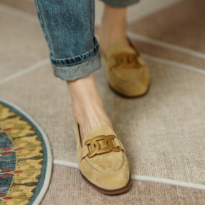 여성용 스웨이드 가죽 로퍼, 로우힐, 라운드 토, 청키 - Women'S Shoes Large 리뷰 및 가격
