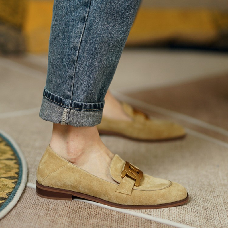 여성용 스웨이드 가죽 로퍼, 로우힐, 라운드 토, 청키 - Women'S Shoes Large 리뷰 및 가격