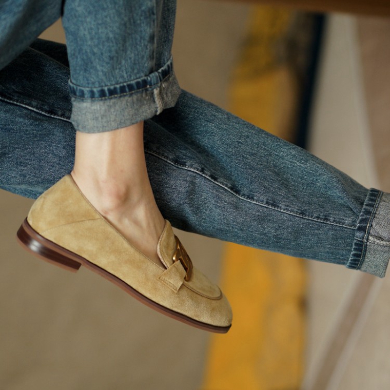 여성용 스웨이드 가죽 로퍼, 로우힐, 라운드 토, 청키 - Women'S Shoes Large 리뷰 및 가격