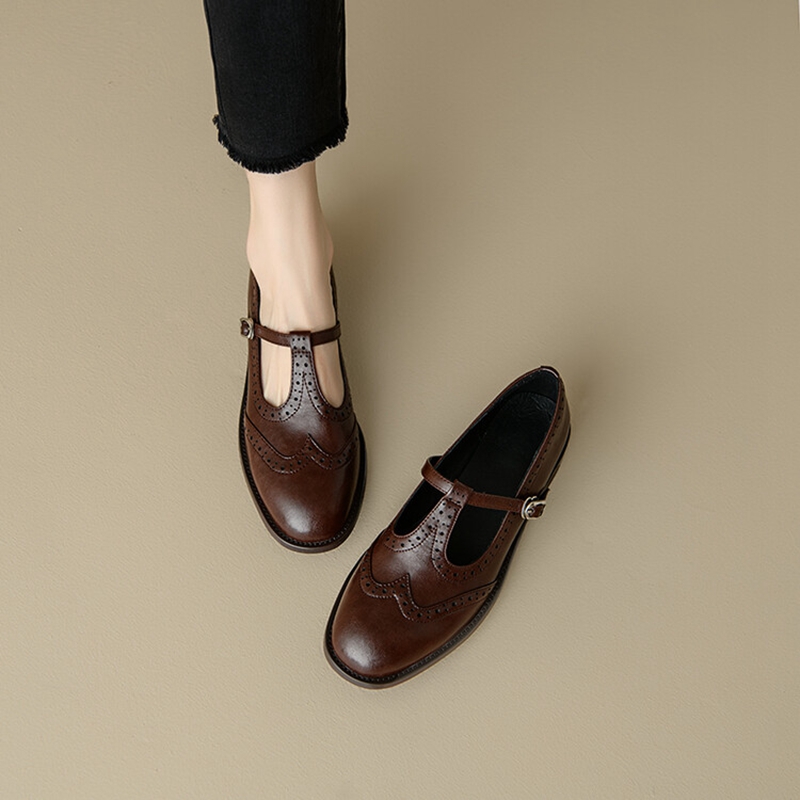 여성용 스플릿 가죽 신발, 라운드 토 메리 제인, 로우 - Women'S Shoes Large 리뷰 및 가격
