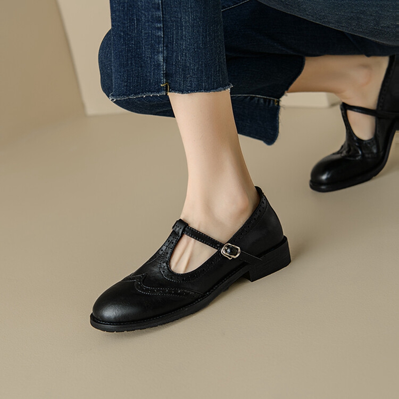 여성용 스플릿 가죽 신발, 라운드 토 메리 제인, 로우 - Women'S Shoes Large 리뷰 및 가격