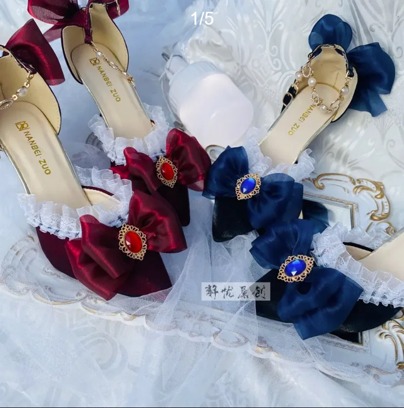 로리타 하이힐 신발 우아한 코트 지적 샌들 로리타 신발 - Court Heel Pointed 리뷰 및 가격