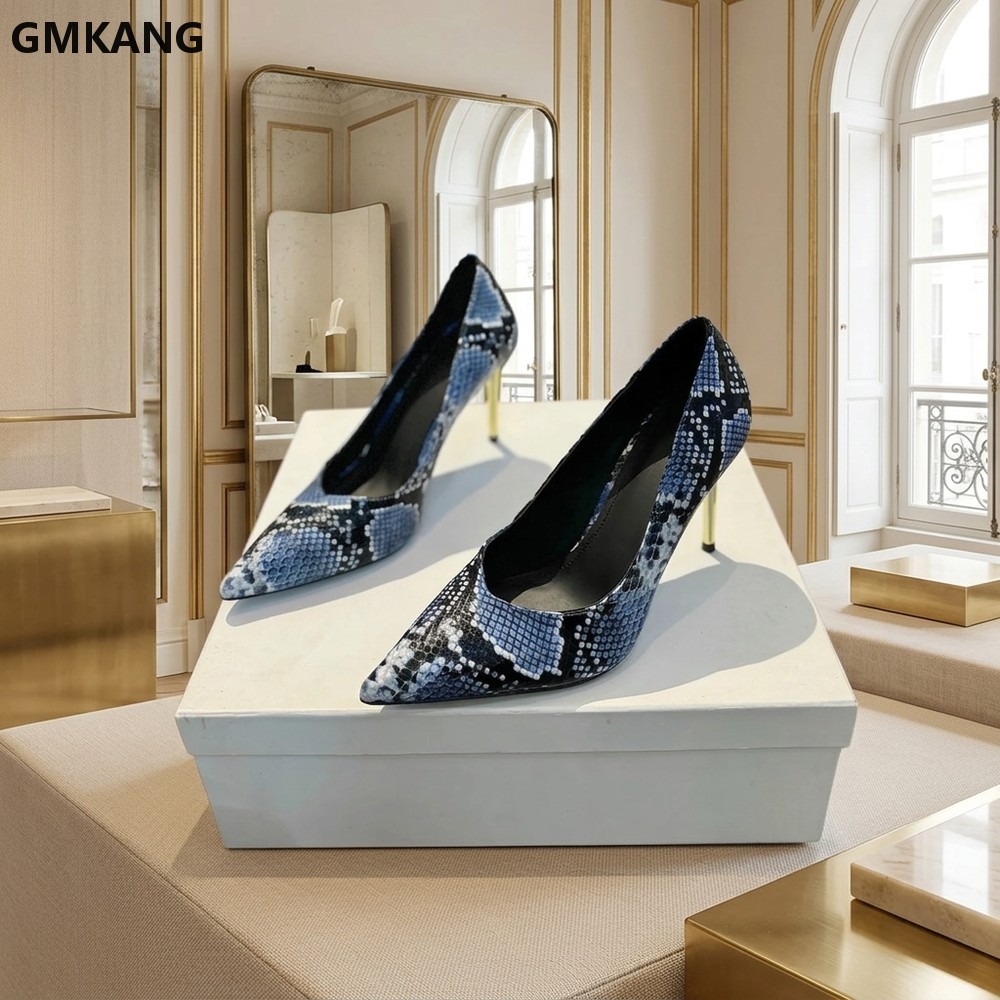 여성용 스네이크 프린트 포인티드 토 로우힐 펌프스, 가 - Court Heel Pointed 리뷰 및 가격