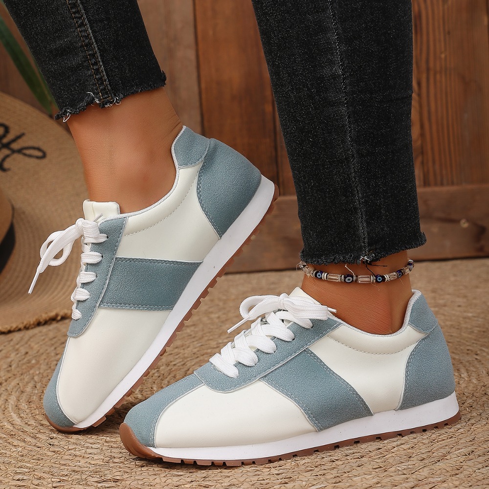 여성 컬러 블록 스니커즈 레이스업 패치워크 레트로 워킹 - Women Shoes Sneakers 리뷰 및 가격