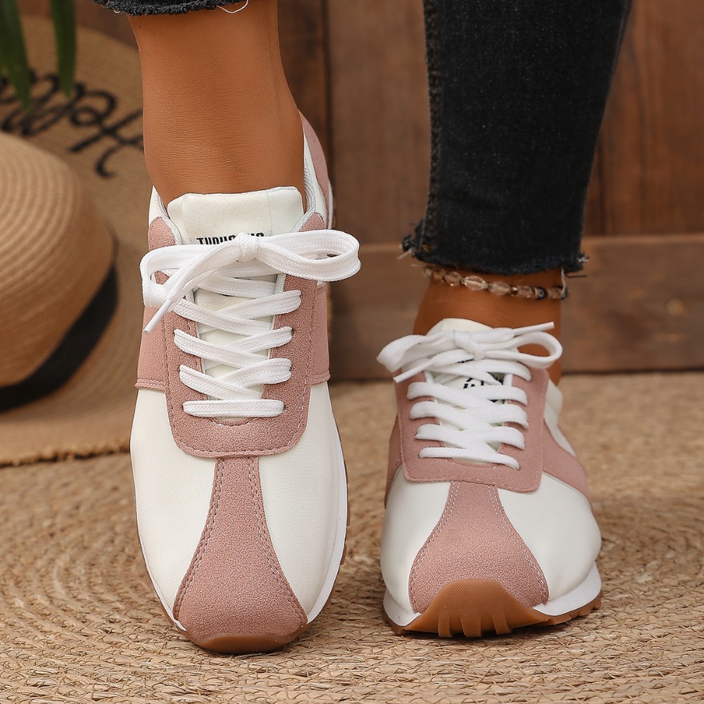 여성 컬러 블록 스니커즈 레이스업 패치워크 레트로 워킹 - Women Shoes Sneakers 리뷰 및 가격