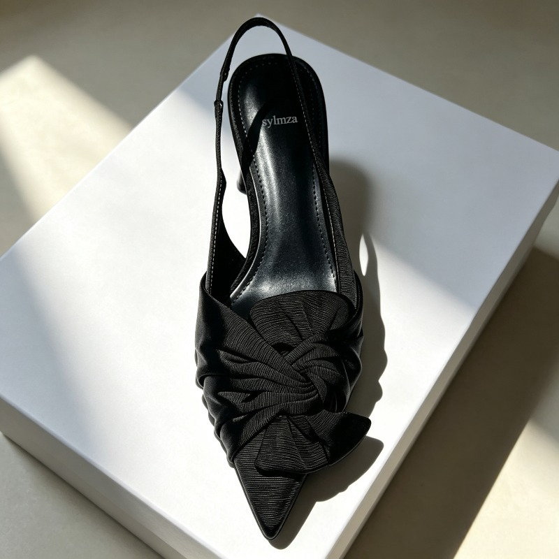 우아한 리본 포인티드 토 펌프스 여성 슬링백 샌들 얕은 - Women Shoes Brands 리뷰 및 가격